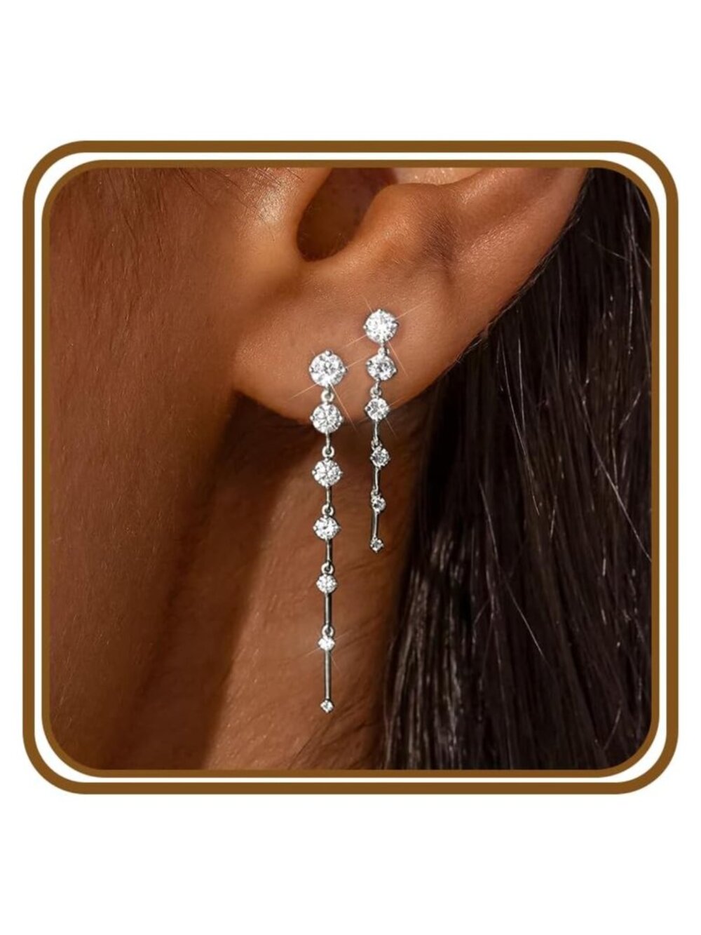 Gold Plated Brass Drop Dangle Earrings with Zirconia Stones for Wedding Prom